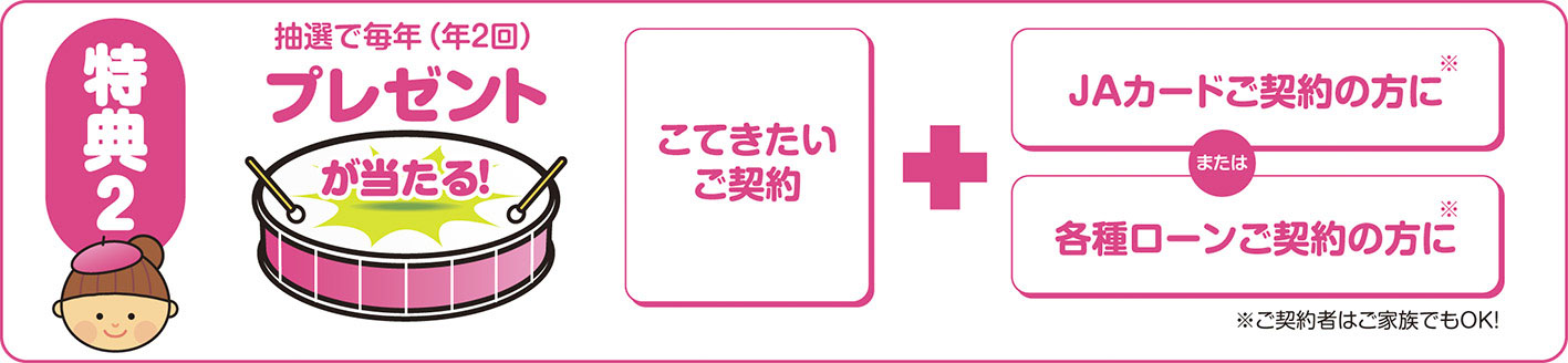 特典2  抽選で春休み・夏休みにプレゼントがあたる