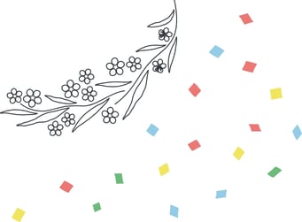 紙吹雪と花のイラスト